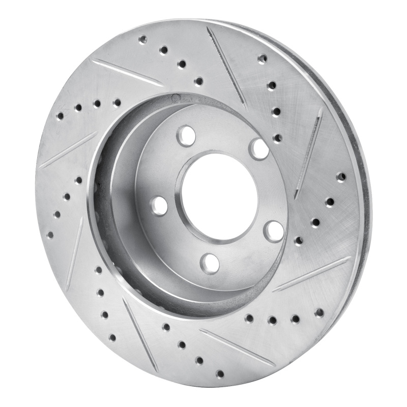 Jeep Liberty Brake Rotor (1) - Front Left - R1 Concepts - Drilled & Slotted - Silver - `02-`07